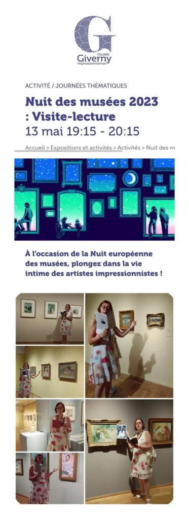 Ma propre création : visites littéraires impressionnistes